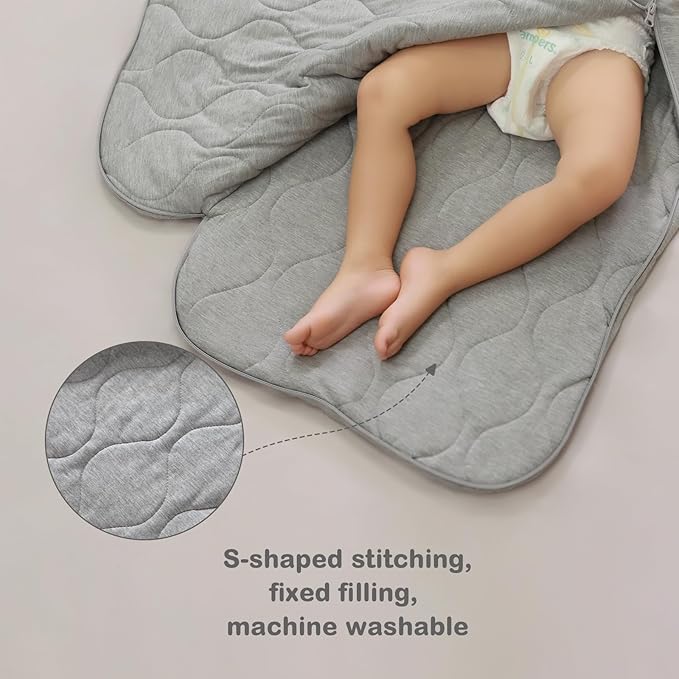 Mosebears Unisex Rayon Made from Bamboo Wearable Blanket with 2-Way Zipper,2.5 Tog Baby Winter Sleep Sack (Grey,18-36 Months)