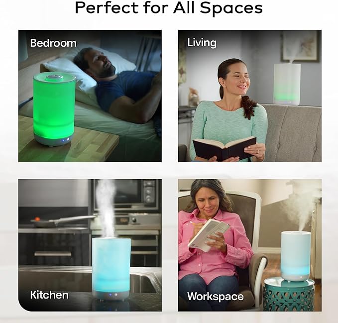 Bell+Howell 4L Top Fill Humidifiers for Bedroom, Color Changing Air Humidifier for Large Room, Cool Mist Humidifiers for Bedroom Baby Room Humidifier & Oil Diffuser with Auto Shutoff