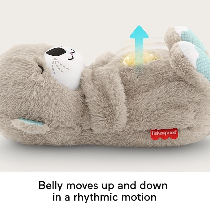 Fisher-Price Baby Toy Soothe 'n Snuggle Otter Portable Plush Sound Machine with Music Lights & Breathing Motion for Newborns 0+ Months