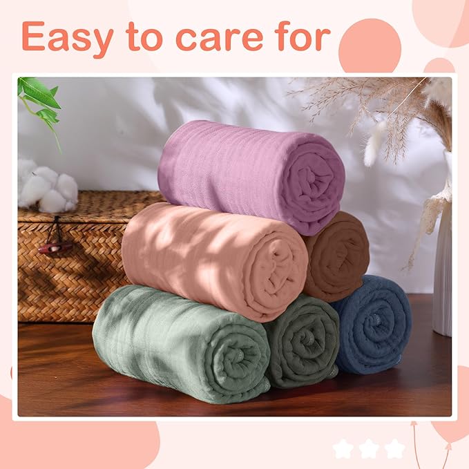 Peryiter 6 Pcs Muslin Hooded Baby Towels, 32"x 32" Cotton Newborn Bath Towel Muslin Infant Baby Blankets Absorbent Unisex Newborn Registry Gift Essentials for Girls Boys (Green and Pink Series)