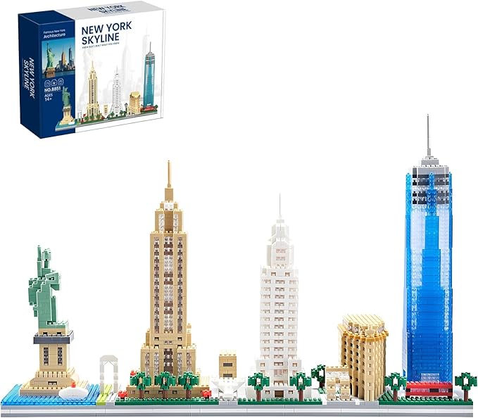 Architecture New York City Skyline Model Kit New York Landmark Micro Building Blocks Sets Souvenir Toys Gift for Adults Kids Teens 3452 PCS