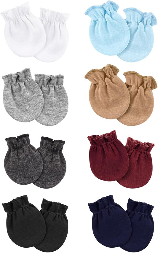 Newborn Baby Mittens No Scratch Cotton Elastic Wrist Gloves Infant Toddler Mittens for Baby Boy Girl 0-6 Months