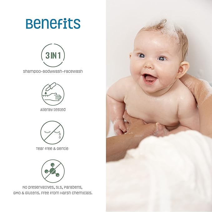 Nature's Baby 3-in-1 Shampoo, Body and Face Wash - Formulated for Problem and Sensitive Skin - pH Neutral & Tear Free - Sulfate Free - Coconut Pineapple, 16 oz