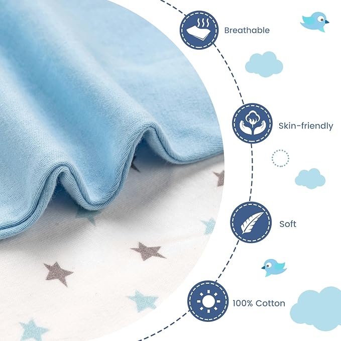 ZIGJOY Shark-Fin Transition Swaddle - 1.0 Tog Baby Sleep Sack Soft Cotton Transitional Swaddle Baby Wearable Blanket