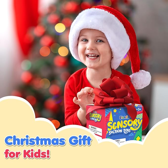 Sensory Fidget Toys Kids Adults: 16 Pack Textured Suction Toys for Autism Kids Calming - Quiet Anxiety Fidgets for Classroom Prize - Calm Down Toy for Girls Boys - Gifts Christmas Stocking Stuffers