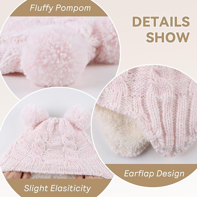 Zsedrut Winter Baby Boy Hats Pompom Baby Beanie for Girls Fleece Newborn Infant Toddler Beanie