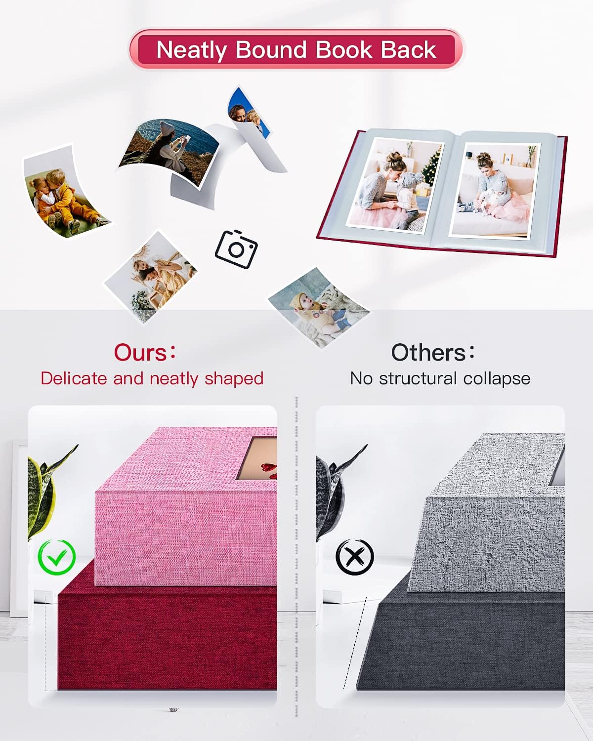 popotop Photo Album 4x6-100 Photos Photo Books with 100 Vertical Pockets,Linen Cover Albums for Family Wedding Anniversary Baby Vacation Pictures