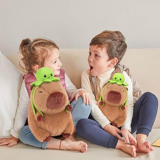 Achwishap Capybara Plush,Capybara Stuffed Animal Cute Plushies,Capybara Plush Toys,Kawaii Plushie Stuffed Toy with Octopus Backpack Plushies Gifts for Kids Adults(Capybara with Octopus Backpack,9.1”)