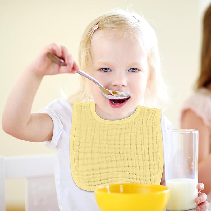 Tallew 8 Pack Baby Bibs and Muslin Burps for Baby Boy Girl Drooling and Teething 20" x 10" Burp Cloths Absorbent Rag Soft Cotton Bibs for Newborn Toddler Infant 0-24 Month Essentials(Macaron Color)