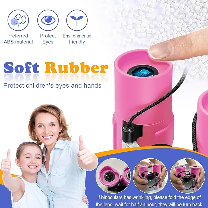 Obuby Real Binoculars for Kids Gifts for 3-12 Years Boys Girls 8x21 High-Resolution Optics Compact Toy Binocular for Bird Watching,Travel, Camping