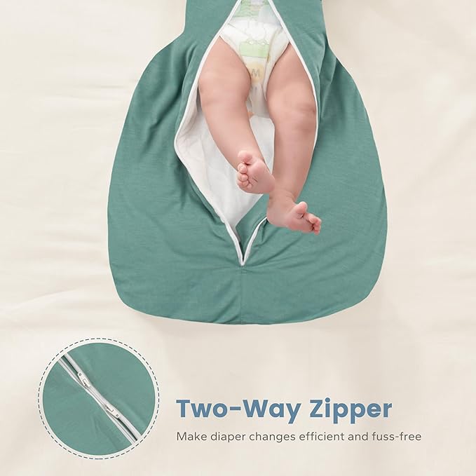 ZIGJOY Shark-Fin Transition Swaddle - 2.5 Tog Rayon Made from Bamboo Sleep Sack Transitional Swaddle Sack Baby Wearable Blanket, Mint Green, 6-12 Months