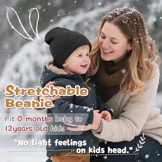 ZOORON Toddler Beanie Baby Beanies for Boys Girls Kids Winter Hats Children Knit Warm Caps 0-12years