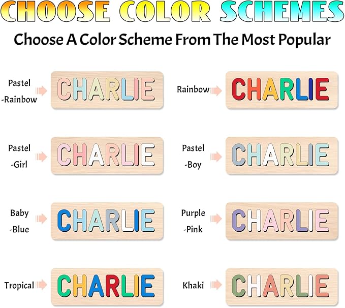 Name Puzzle for Kids Personalized - 1 Year Old Girl Gifts - Personalized Birthday Baby Gifts Toys for 1-3 Year Old Girls Boys Kids - Wooden Puzzle Engraved Text Blessing - Toddler Learning Toys