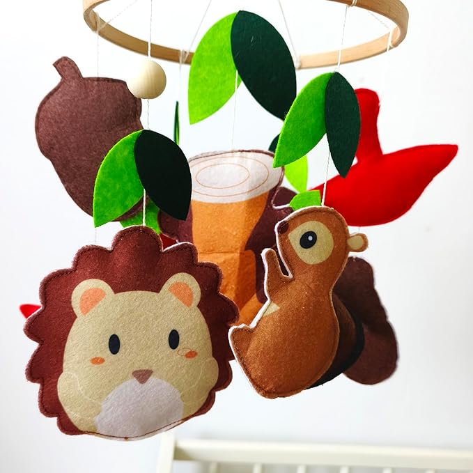 Felt Forest Animals with Owl and Fox Theme Baby Crib Mobile, Nursery Pendant Decoration(owl Mobile Hanger)