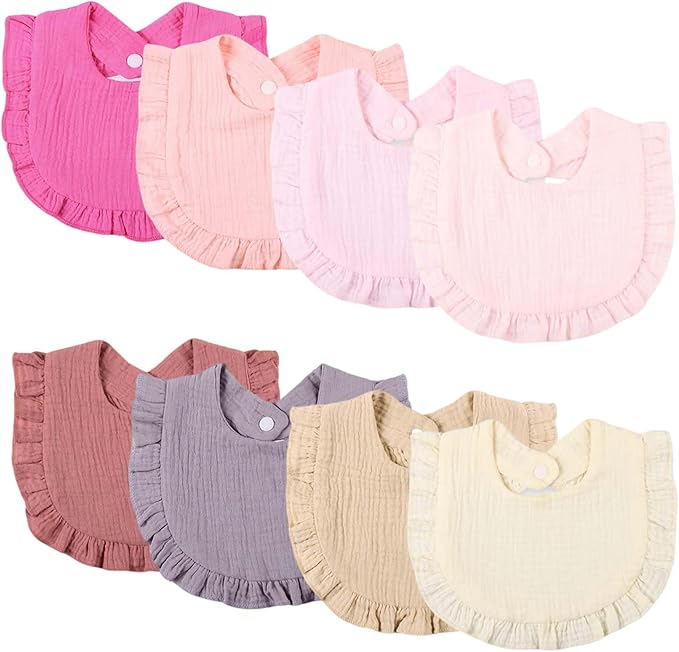 Baby Bibs Muslin Bibs 8 Pack for Drooling and Teething for Unisex Girls Boys