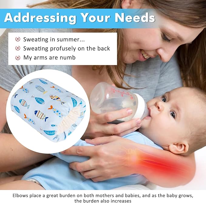 Nursing Arm Pillows for Breastfeeding,Baby Feeding Arm Pillow Portable and Washable for Travel, Soft Cotton Ergonomic Bottle Nursing Essentials（Colorful Little Fish）