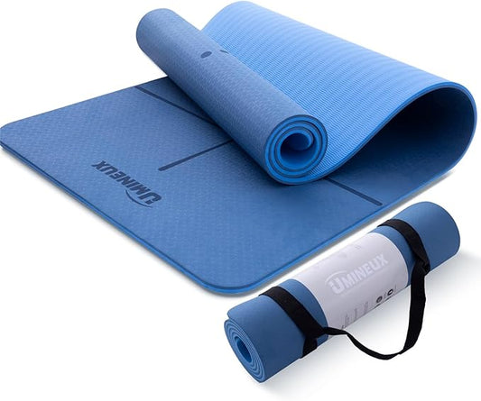 UMINEUX Yoga Mat Extra Thick 1/3'' & 2/5" Non Slip Yoga Mats for Women Eco Friendly TPE Fitness Exercise Mat with Carrying Sling & Storage Bag