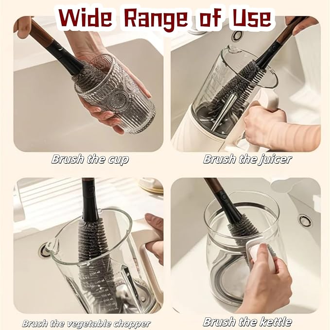 2 in 1 Cleaning Brush, Detachable Dual-Head Brush for Blender Cleaning Brush, Fruit Juicer Machine Clean Brush, Flexible Bendable Cup & Bottles Brush for Kitchen Appliances