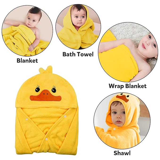 ROMASA Baby Bath Towel Ultra Soft Hooded Towel Highly Absorbent Bathrobe Blanket Toddlers Shower Gifts for Boys Girls- 27.5" x 55" (Yellow)
