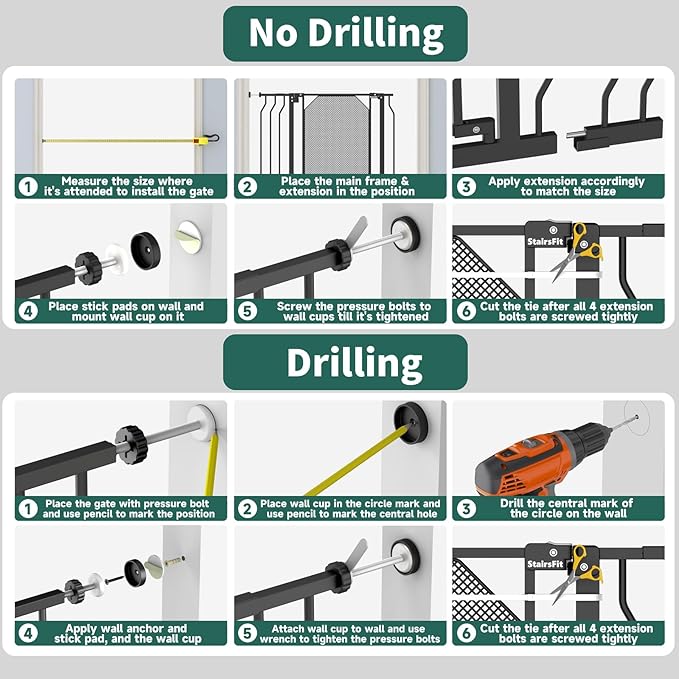 29.5"-60.5" Extra Wide Metal Baby Gate for Stairs & Doorways - Auto Close, Pressure Mounted 30.5" Tall, Easy Install, No Drilling - Child Satety Gate for Babies, Pet Gate for Dogs, Black