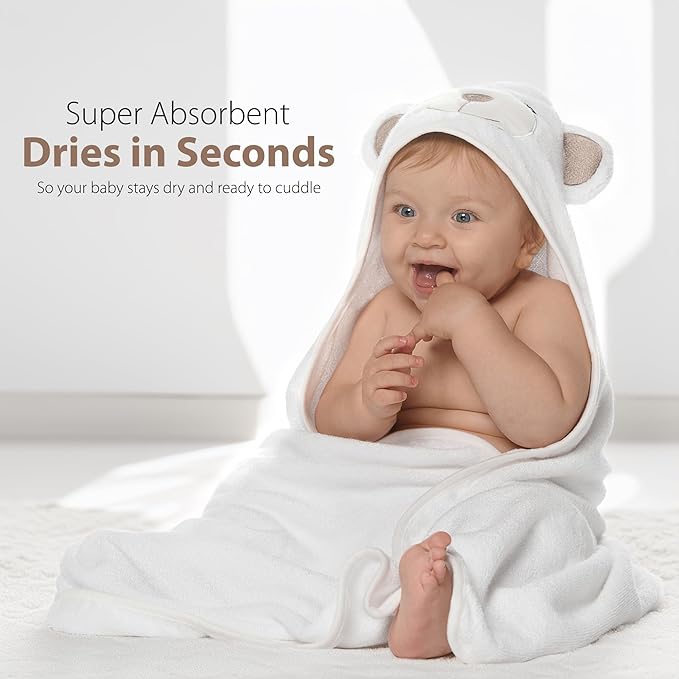 MINIBOO Hooded Baby Towels for Newborn & Toddler - Super Soft Baby Bath Towels with Hood, Highly Absorbent Viscose Made from Bamboo Hooded Towel for Boys, Girls, Newborn Essentials.