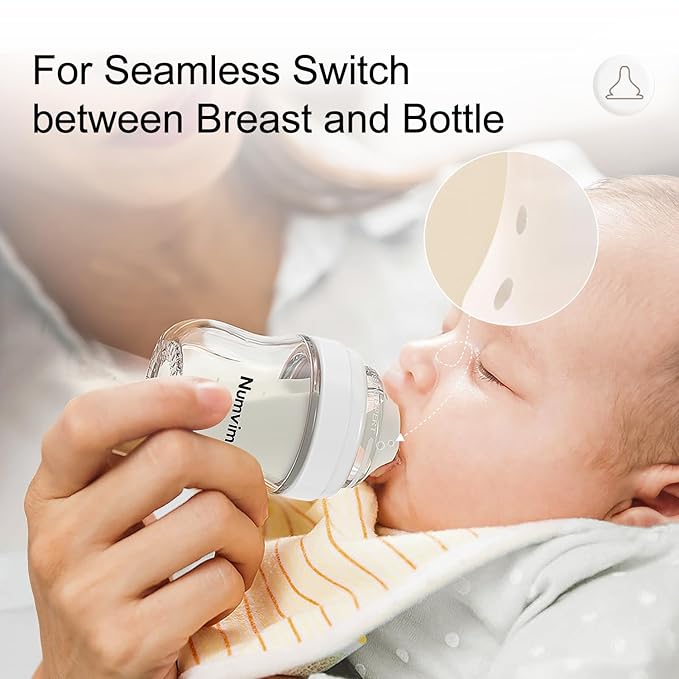 Natural Glass Baby Bottles Gentle & Extra Slow Flow, Newborn Breastfeeding Bottle with Anti Colic Nipple for 0 Months Babies, 3 Packs (White (3 Ounce), 1 Count (Pack of 3))