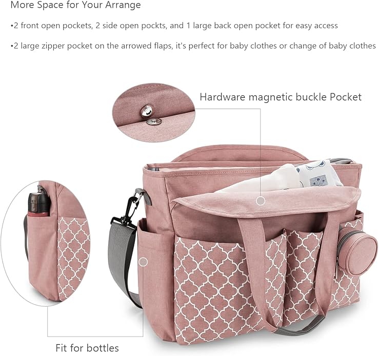 Lmbabter Diaper Bag Tote with Changing Station Upgrade Multi-Function Baby Bag with Adjustable Shoulder Strap