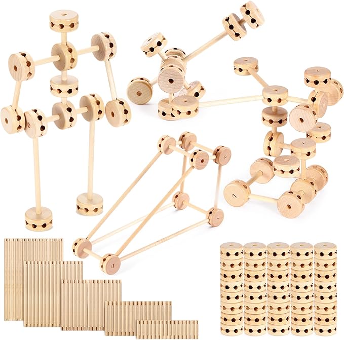 Zhanmai 2 Sets 120 Pieces Wooden Building Blocks Toys Kids Wooden Toys Educational Natural Wood Toys Learning Wooden Blocks Different Sized Toy Building Sets
