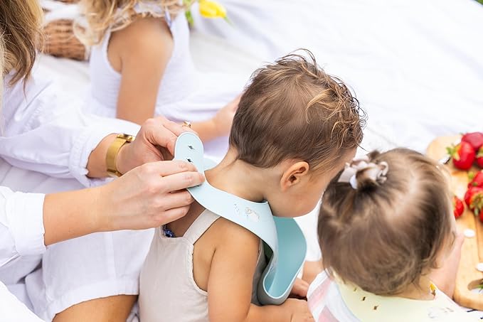 Silicone Baby Bib and Mat | Boys Girls Babies & Toddlers | Waterproof, Adjustable, BPA Free