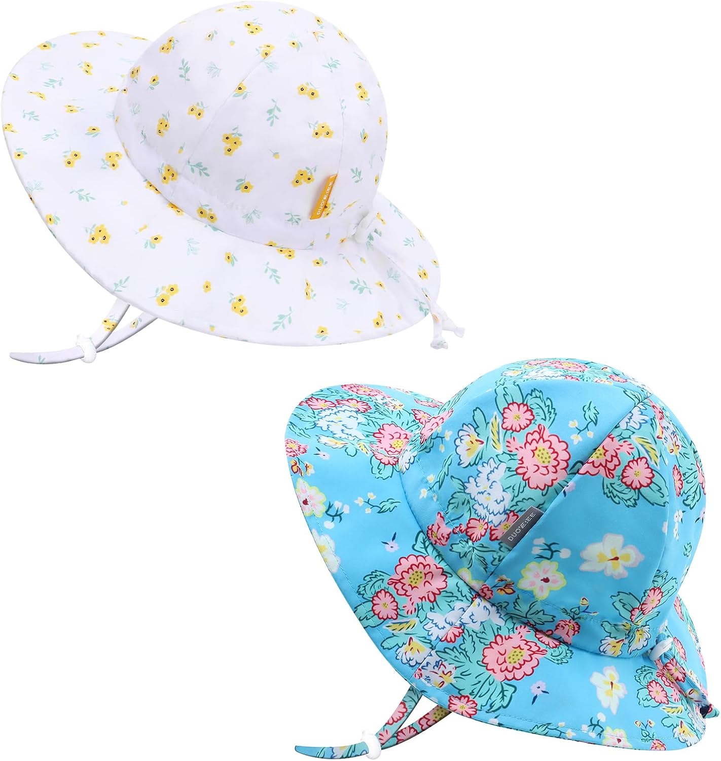 UPF 50+ Baby Bucket Hat - Wide Brim Sun Protection Beach Cap for Girls - Cute & Adjustable Toddler Hat