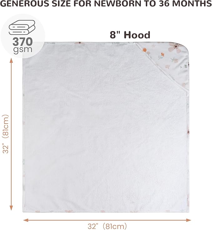 Viviland 2 Pack Hooded Baby Towels, Soft 100% Cotton Baby Bath Towels with Hood, Extra Thick and Absorbent, Essential for Newborns, Kids, Infants - Girls and Boys (Green Leaves)