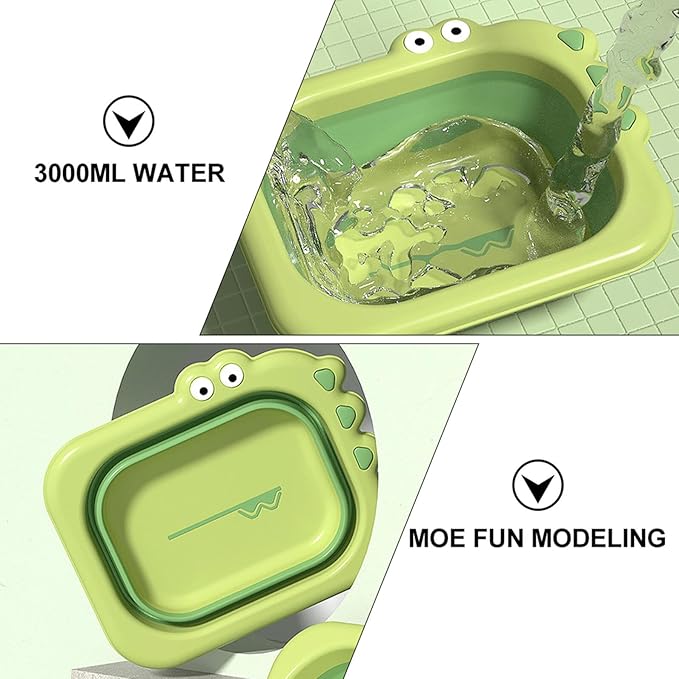 BESPORTBLE Baby Wash Basin Foldable Cartoon Design Portable Infant Washbasin Lightweight Plastic Basin for Newborn Bathing Travel and Laundry 12.5X10X4 Inches