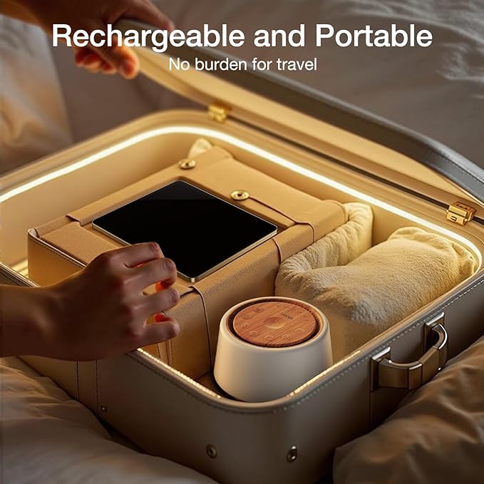 White Noise Sound Machine | White Noise Machine for Sleep | 30 Soothing Sounds | 10 Colors Night Light | Portable Sound Machine for Home Travel(Wood Grain)