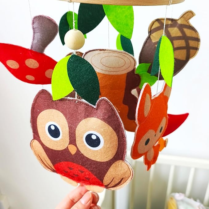 Felt Forest Animals with Owl and Fox Theme Baby Crib Mobile, Nursery Pendant Decoration(owl Mobile Hanger)