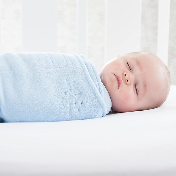 HALO Micro-Fleece Sleepsack Swaddle, 3-Way Adjustable Swaddle Blanket for Newborn and Infants, TOG 3.0 for Cold Climates, Hip Healthy, Baby Blue, Newborn, 0-3 Months