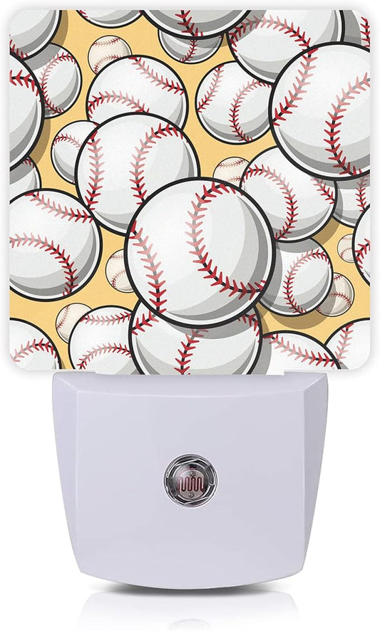 Ball Night Light,Baseball Softball Plug-in Night Lights with Dusk-to-Dawn Sensor for Bedroom, Bathroom and Living Room 0.5W Sleep Friendly Ideal for Women/Girls/Boys Gift