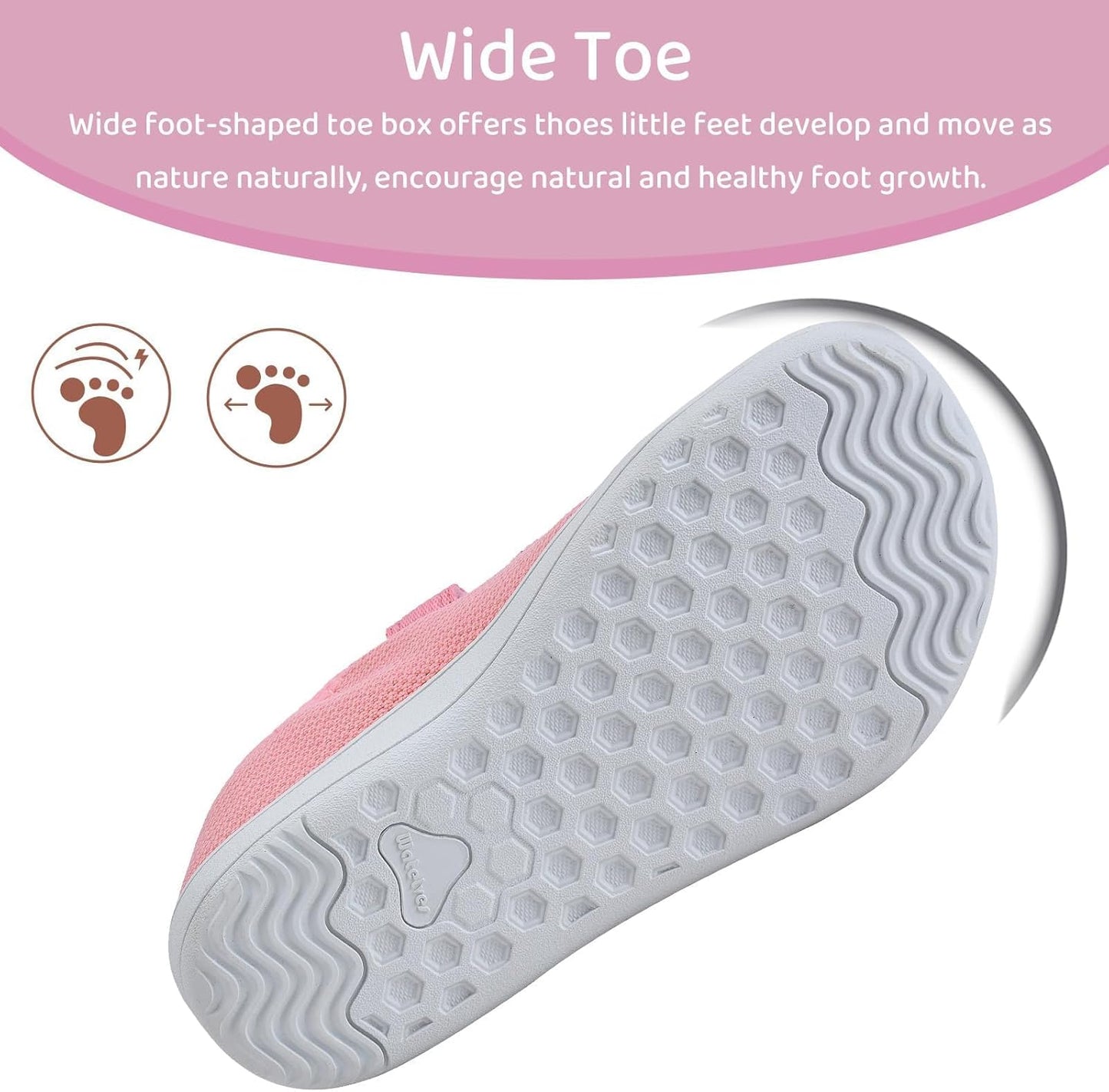 WateLves Toddler Little Kids Wide Barefoot Shoes The First Walking Shoes Girls Boys Breathable Zero Drop Minimalist Sneakers with Wide Toe Box Natural to Grow
