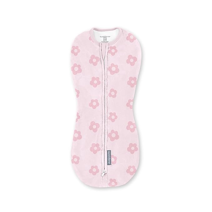 SwaddleMe by Ingenuity Compression Baby Swaddle Pod, Two-Way Zipper for Easy Diaper Changes, Improves Sleep & Calms Startle Reflex, 0-2 Months, 1.0 TOG, 1-Pack - Flower Confetti
