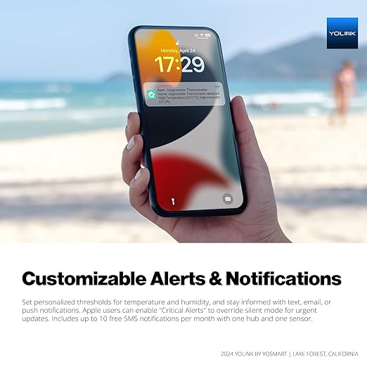 YoLink Indoor Hygrometer Thermometer, 3-Pack, 2-Year Data Storage Export, Advanced Offline Storage, LoRa Tech, App Push, Email, SMS, Hub Included