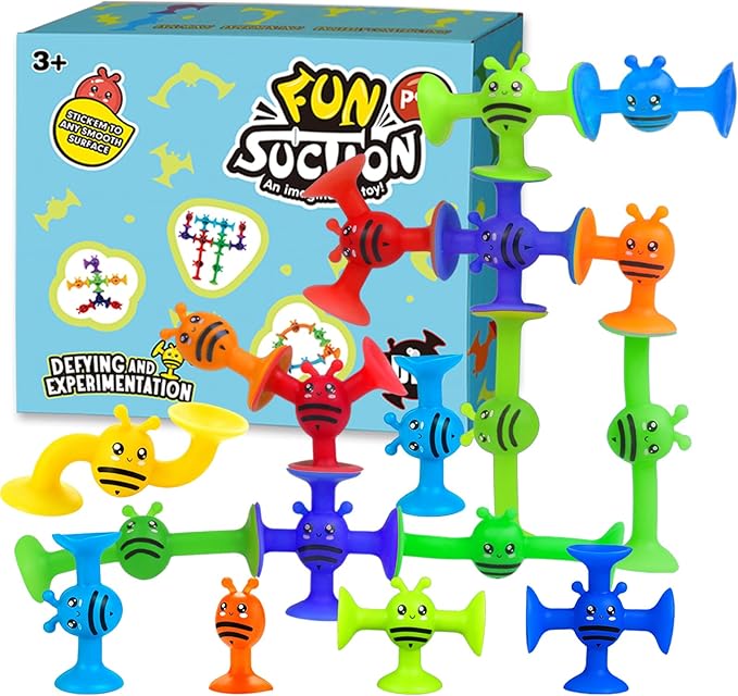 Suction Cup Toy for Baby Age 3, Suction Toys 40PCS Kids Bath Toys Ages 4-8, Toddler Window Shower Bathtub Building Toys, Montessori Sensory Stress Release Gifts for 6-8 Years Old Boys Girls