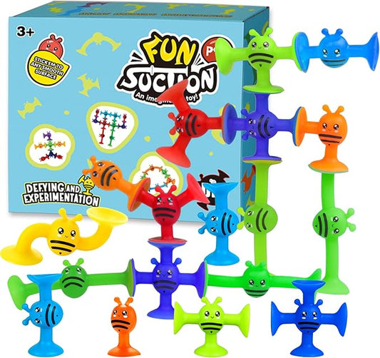 Suction Cup Toy for Baby Age 3, Suction Toys 40PCS Kids Bath Toys Ages 4-8, Toddler Window Shower Bathtub Building Toys, Montessori Sensory Stress Release Gifts for 6-8 Years Old Boys Girls