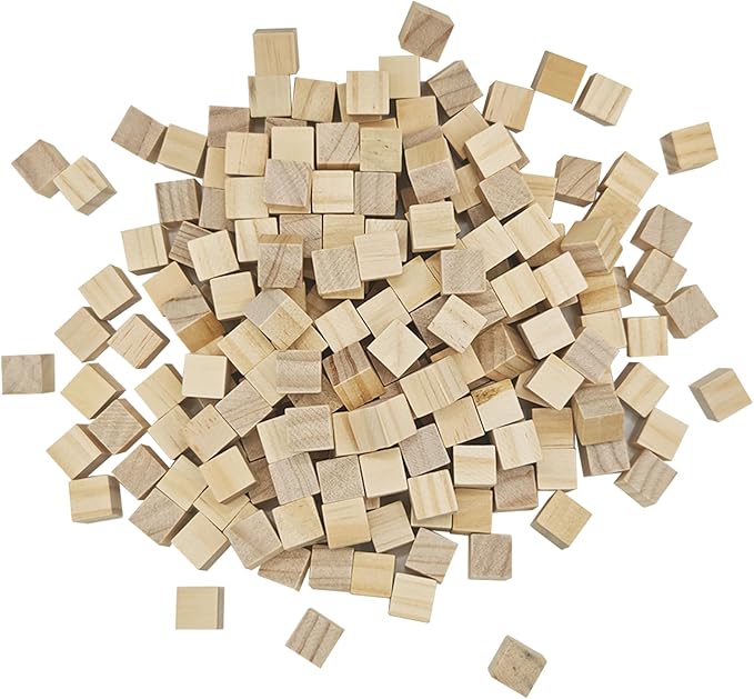 200 Pcs Unfinished Wood Cubes,1/2 inch Wooden Blocks for Crafting,Small Wood Cubes for Crafts Making & DIY Projects & Decor