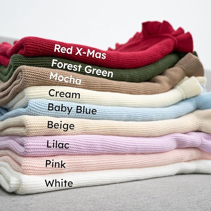 Nonnie Personalized Baby Blanket with Name - Custom Embroidered Knitted Ruffled Blanket for Newborn, 30x40 inch, Customized Gift for Newborn Boys Girls on Birthday, Baby Shower, Christmas