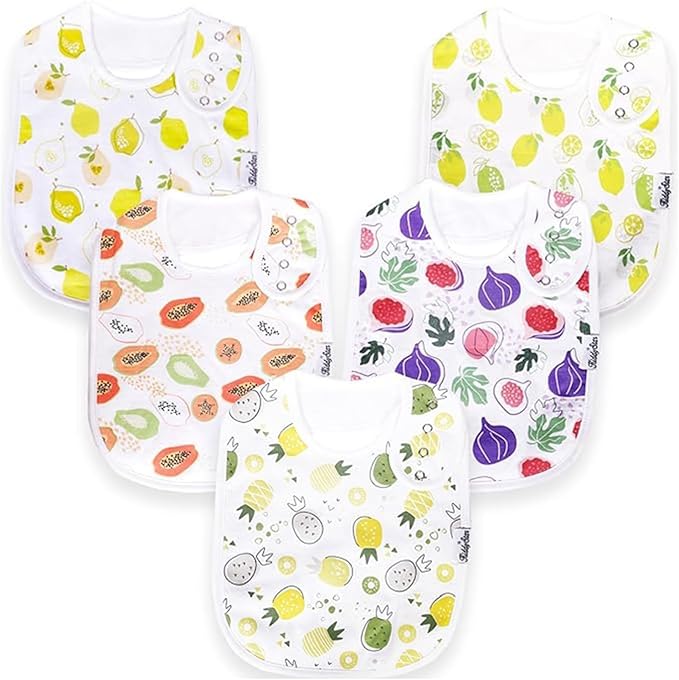 Organic Cotton Baby Bibs for Boys & Girls – Soft, Absorbent Teething & Drool Bibs - Adjustable Snaps for Toddlers
