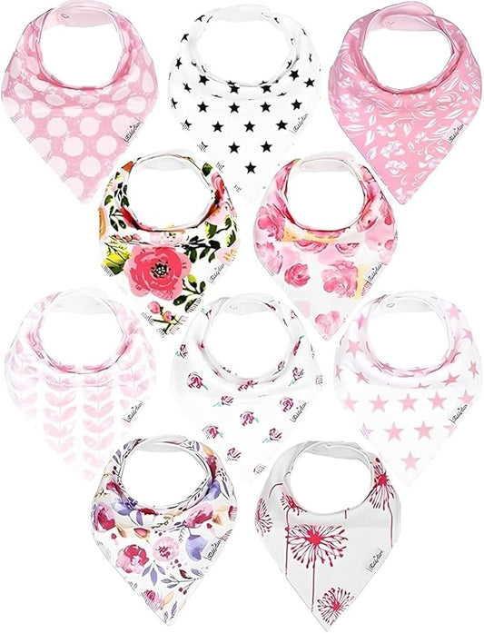 Organic Cotton Baby Bibs for Boys & Girls – Soft, Absorbent Teething & Drool Bibs - Adjustable Snaps for Toddlers
