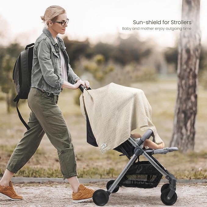 lulumoon Muslin Swaddle Blanket Baby - Cotton Swaddling Blanket Soft Baby Receiving Blankets Neutral 3Pack(Olive)