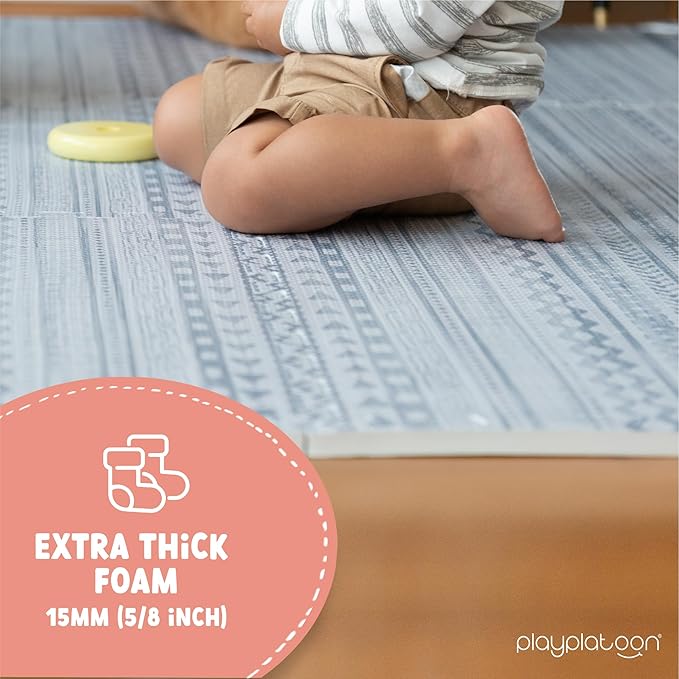 Play Platoon Non-Toxic Large Kids Play Mats for Floor, 9 Tile 72 x 72 inch - Extra-Thick Foam Tiles, 24 x 24 inch Puzzle Mat Pieces, Neutral Playmat Rug for Toddler & Childrens Playroom - Acadia Print