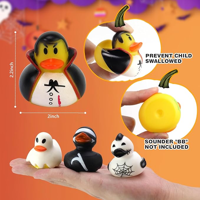Halloween Ducks for Jeeps - 36Pcs Bulk Halloween Rubber Ducks Set for Ducking Fun, Spooky Bath/Pool Toys, Trick or Treat Party Favors, Halloween Decorations & Gifts (Non-Toxic Rubber)