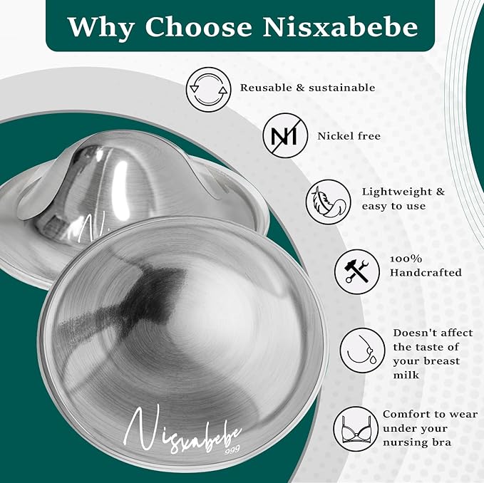 The Original Silver Nursing Cups - Nipple Shields for Nursing Newborn, Newborn Breastfeeding Must Haves for Soothe and Protect Your Nursing Nipples - Trilaminate 999 Silver（Regular）