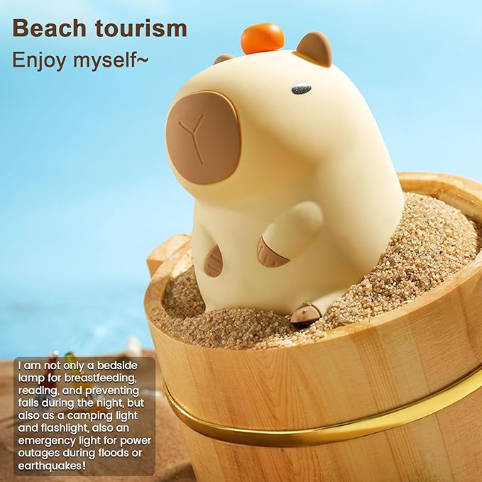 Orange Capybara Cute Night Light, LED Squishy Novelty Capybara Lamp, Food Grade Silicone Dimmable Nightlight, Boys Girls Funny Capybara Light, Light Up Capybara Gifts, Room College Décor